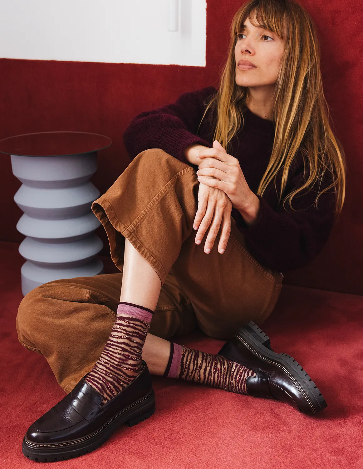 Chaussettes transparentes Oresund Bordeaux, photo 5