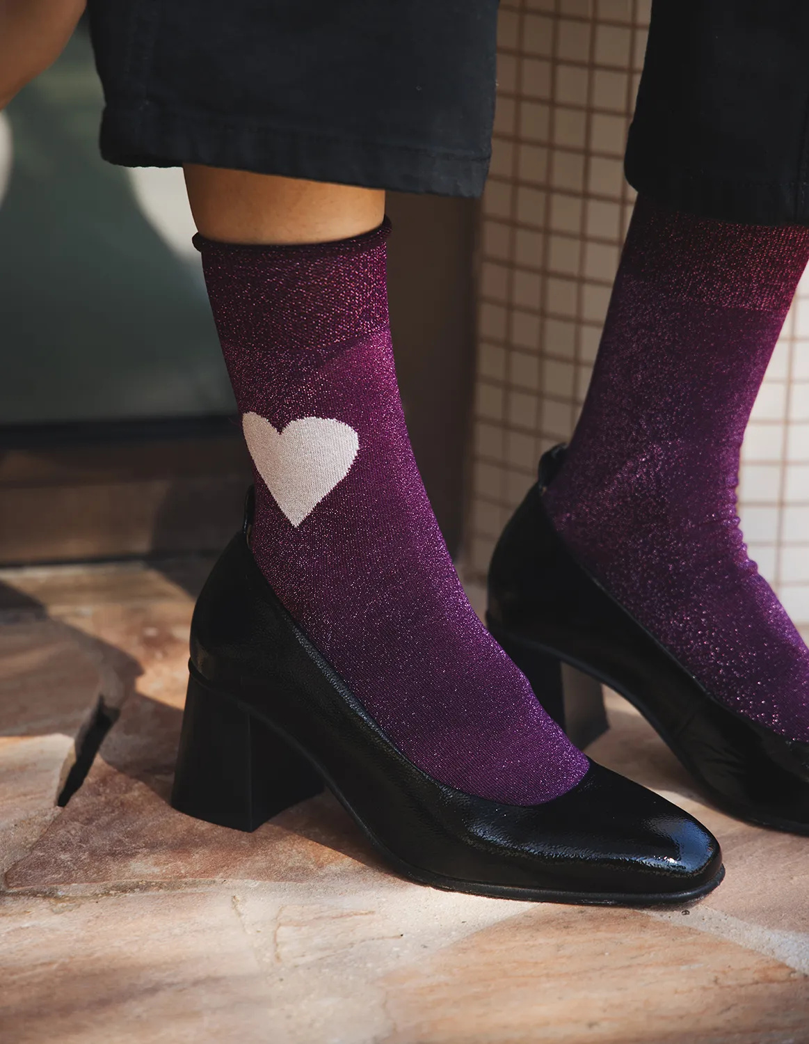 Chaussettes Frida, détail des paillettes, photo 3