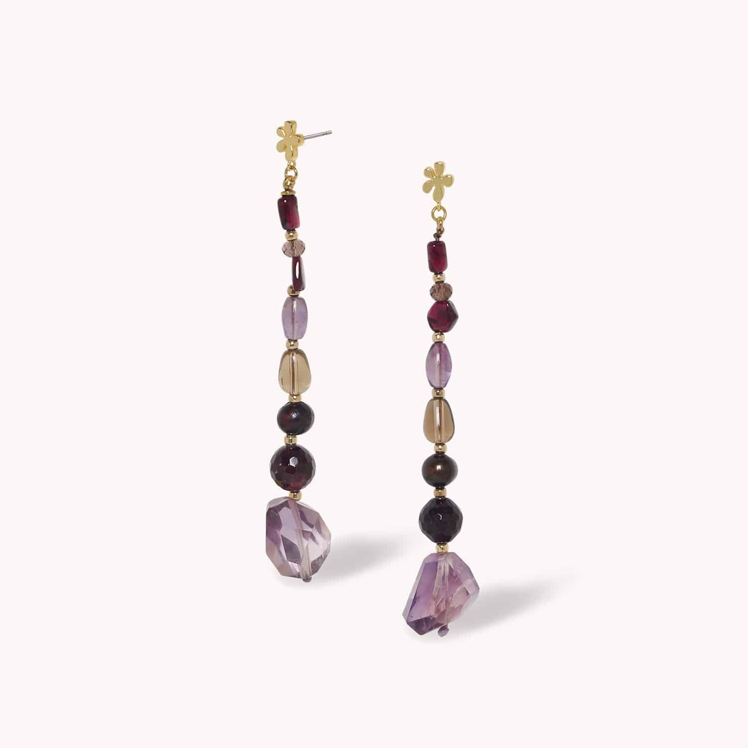 Boucles d\'oreilles poussoir longues - Belle de Nuit