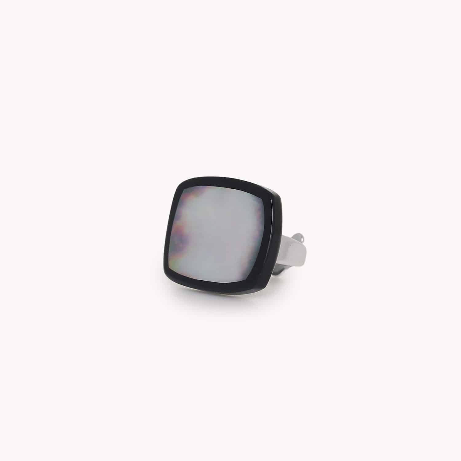 Petite bague ajustable nacre noire - Calypso