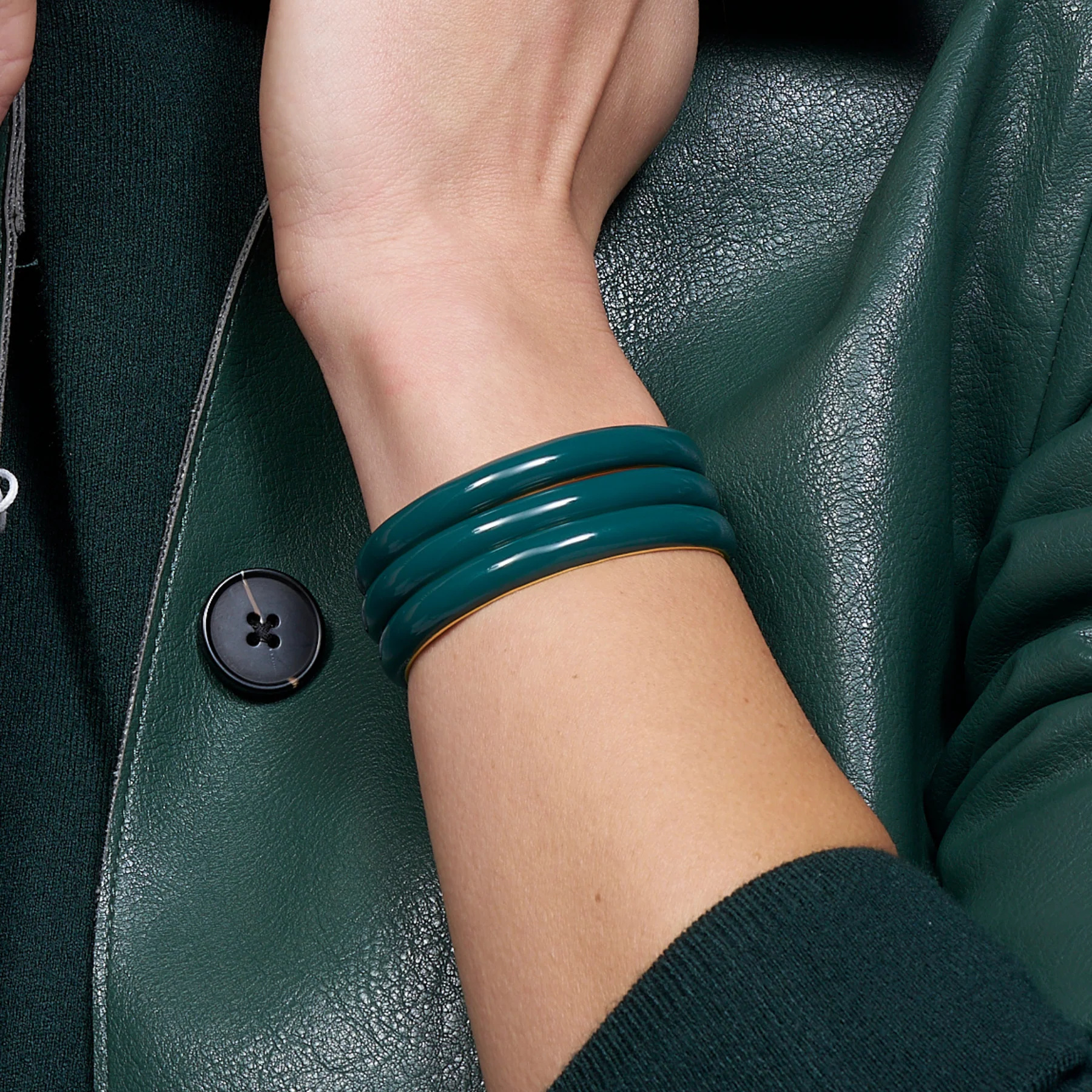 Jonc bombé Vert Forest Bangle Up
