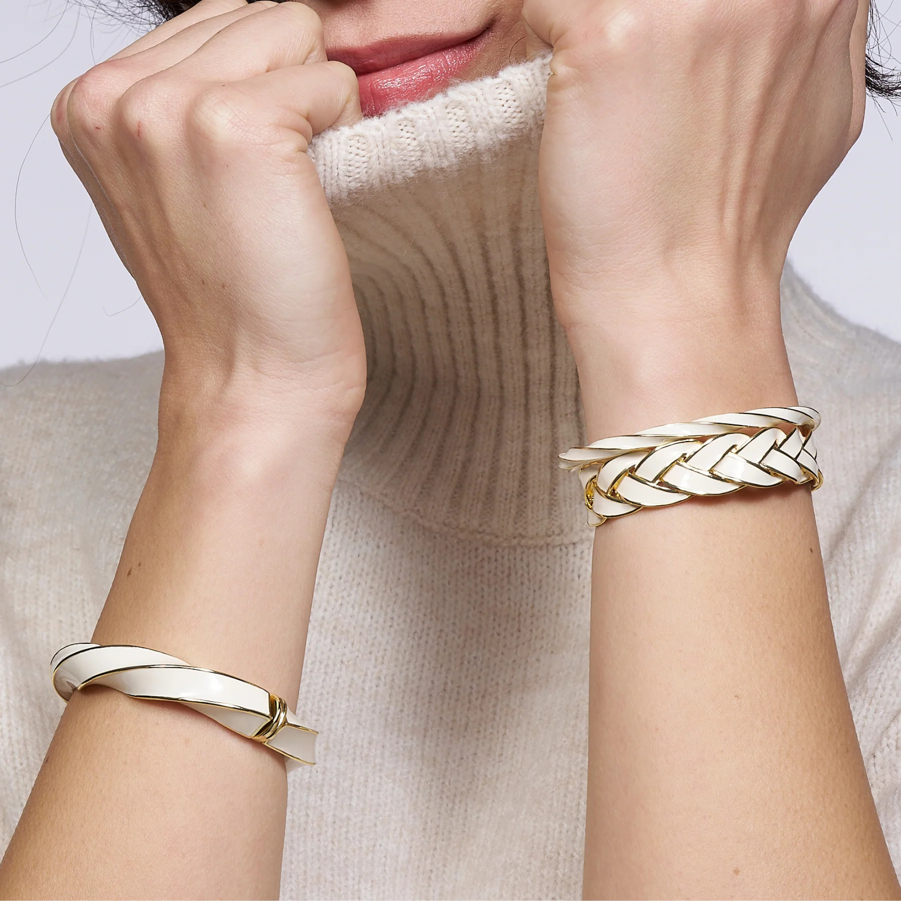 Bracelet Twist torsadé Blanc Sable Bangle Up, photo 4