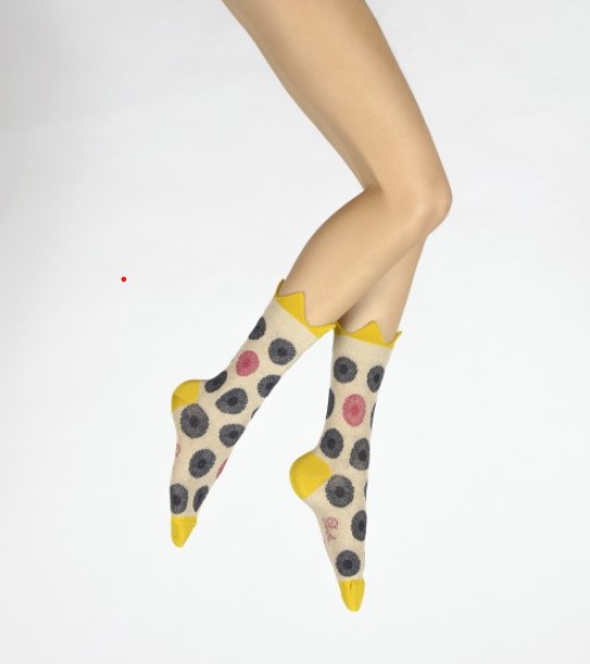 Chaussettes couronne jaune et fleurs - Berthe aux grands pieds