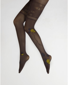 Collants Feu d\'Artifice - Jaune sur fond Prune