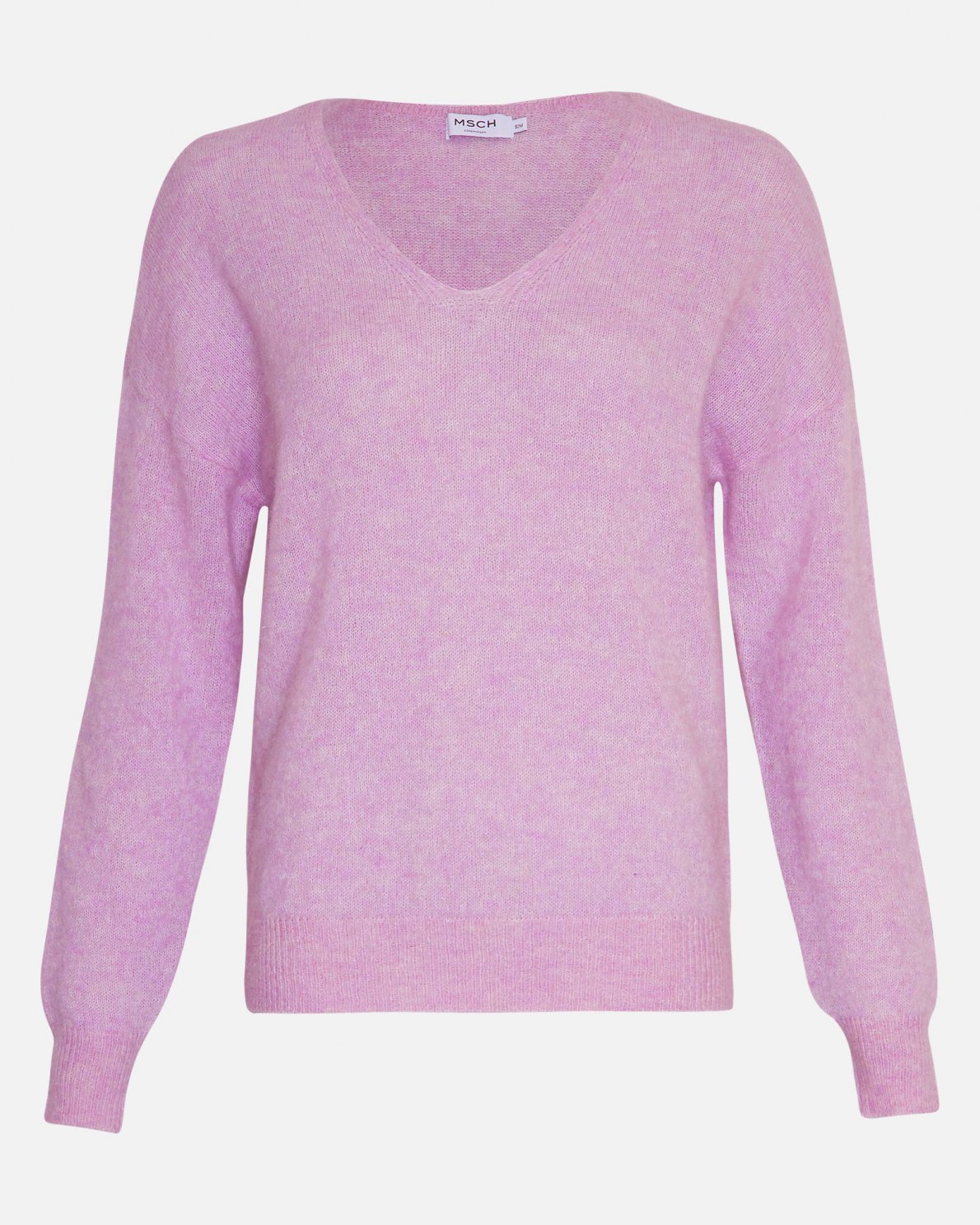 Pull Mohair col V - Orchidée