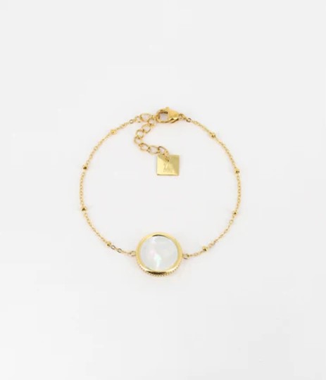 Bracelet Pearly - Acier doré & Nacre