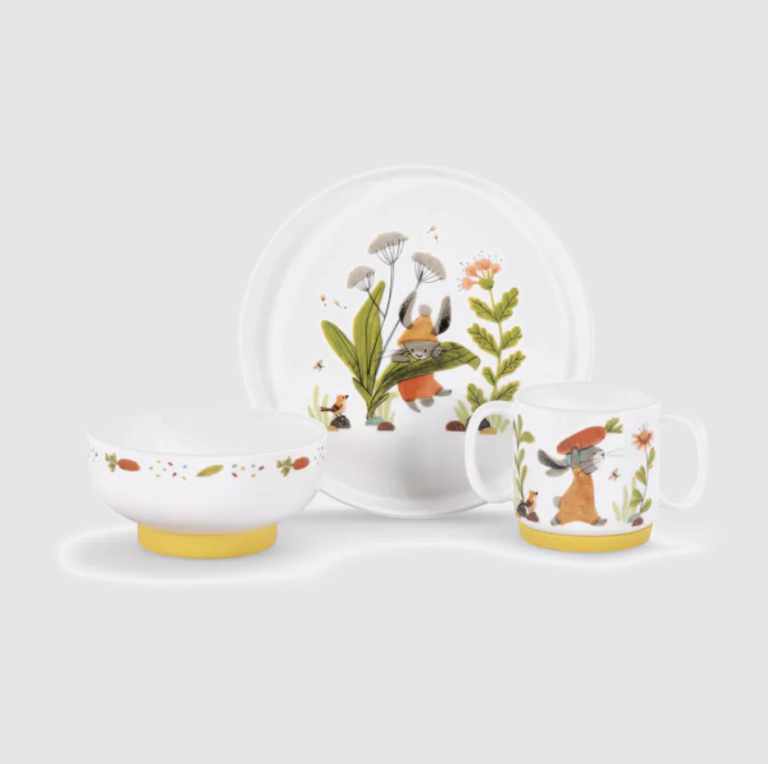 Set Vaisselle Porcelaine - Trois petits lapins