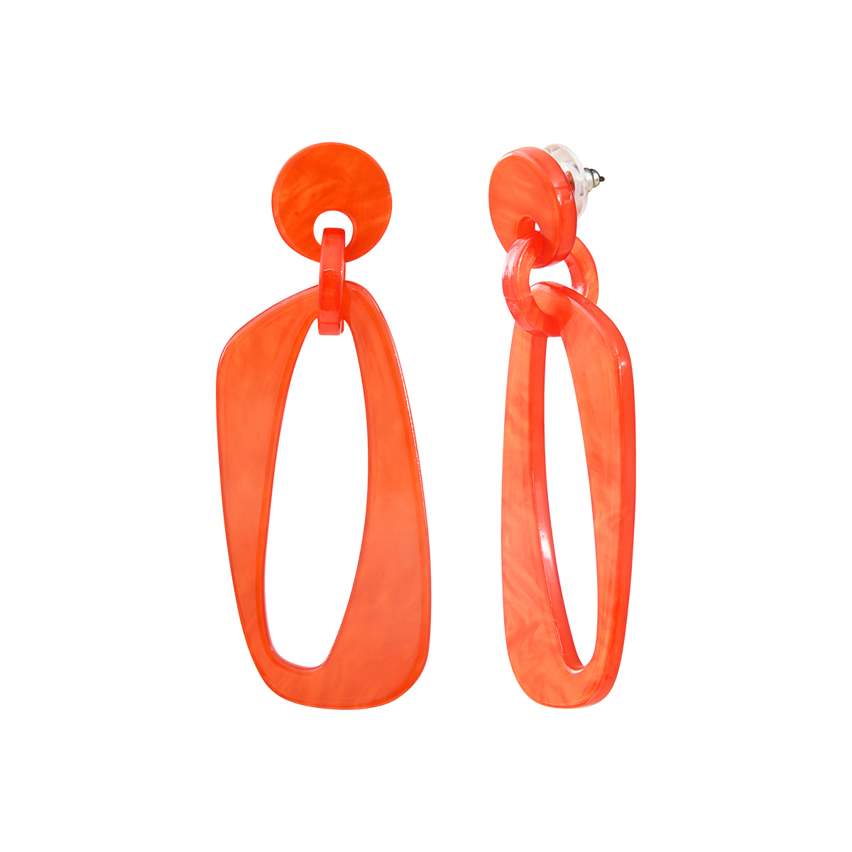Boucles d\'oreilles Acétate rectangulaire - Orange