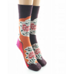 chaussettes_fleurs_orange_bordeaux_2