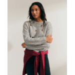 Pull fantaisie femme avec œillets métalliques -gris-paz-torras1