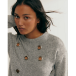 Pull fantaisie femme avec œillets métalliques -gris-paz-torras2
