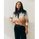 Pull femme en maille fantaisie à manches longues et col rond-bleu-paz-torras-1