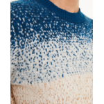 Pull femme en maille fantaisie à manches longues et col rond-bleu-paz-torras-5