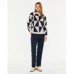 Pull jacquard diamant pour femme-bleu-paz-torras-2