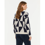 Pull jacquard diamant pour femme-bleu-paz-torras-3