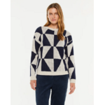 Pull jacquard diamant pour femme-bleu-paz-torras-1