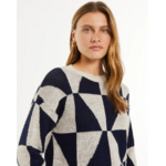 Pull jacquard diamant pour femme-bleu-paz-torras-4
