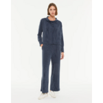 Pantalon large en tricot avec taille élastique bleu paz torras 1
