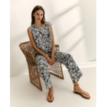 pantalon droit imprime bleu indigo paz torras 2