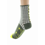 Chaussettes coton vichy kaki ivoire Berthe 5