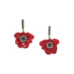 Boucles d'oreilles poussoir Scarlet anémone rouge et top strassé, Franck Herval