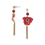 Boucles doreilles anémone pompon chaînes Scarlet, autre vue