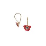 Boucles d'oreilles à crochet Scarlet avec anémone rouge, Franck Herval