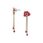 Boucles doreilles anémone rouge 2 chaînes Scarlet, autre vue