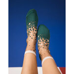 Chaussettes transparentes Nakameguro Émeraude, pois et paillettes dorées, photo 2