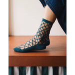 Chaussettes transparentes Brooklyn Bridge Forest vert canard, effet résille, Atelier St Eustache