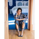 Chaussettes transparentes Blomst Denim, fleurs en nuances de bleus, photo 3
