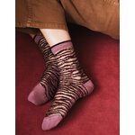 Chaussettes transparentes Oresund Bordeaux, détail des paillettes dorées, photo 4