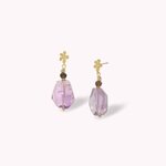 Boucles d'oreilles poussoir améthyste brute Belle de Nuit Nature Bijoux
