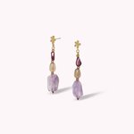 Boucles d'oreilles poussoir 3 perles améthyste Belle de Nuit Nature Bijoux