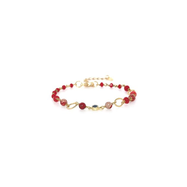 Bracelet ajustable Scarlet multi perles rouges, Franck Herval