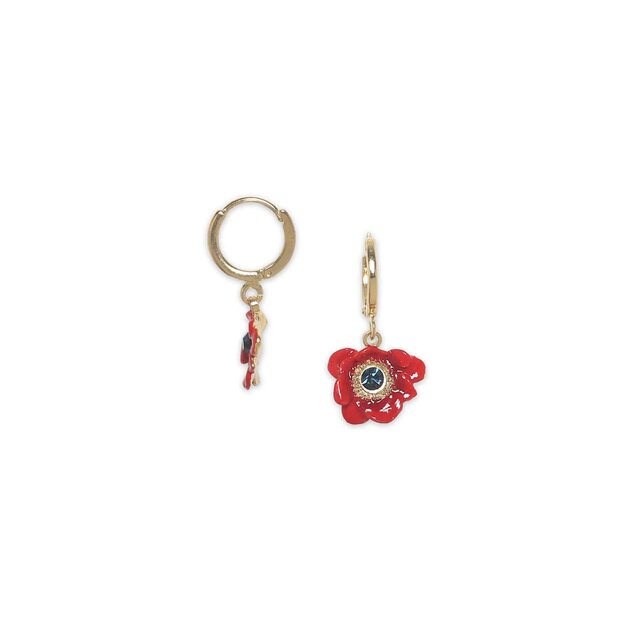 Boucles d'oreilles mini créoles Scarlet avec anémone rouge, Franck Herval