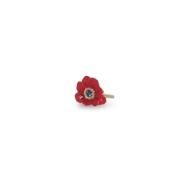 Bague ajustable Scarlet avec anémone rouge, Franck Herval