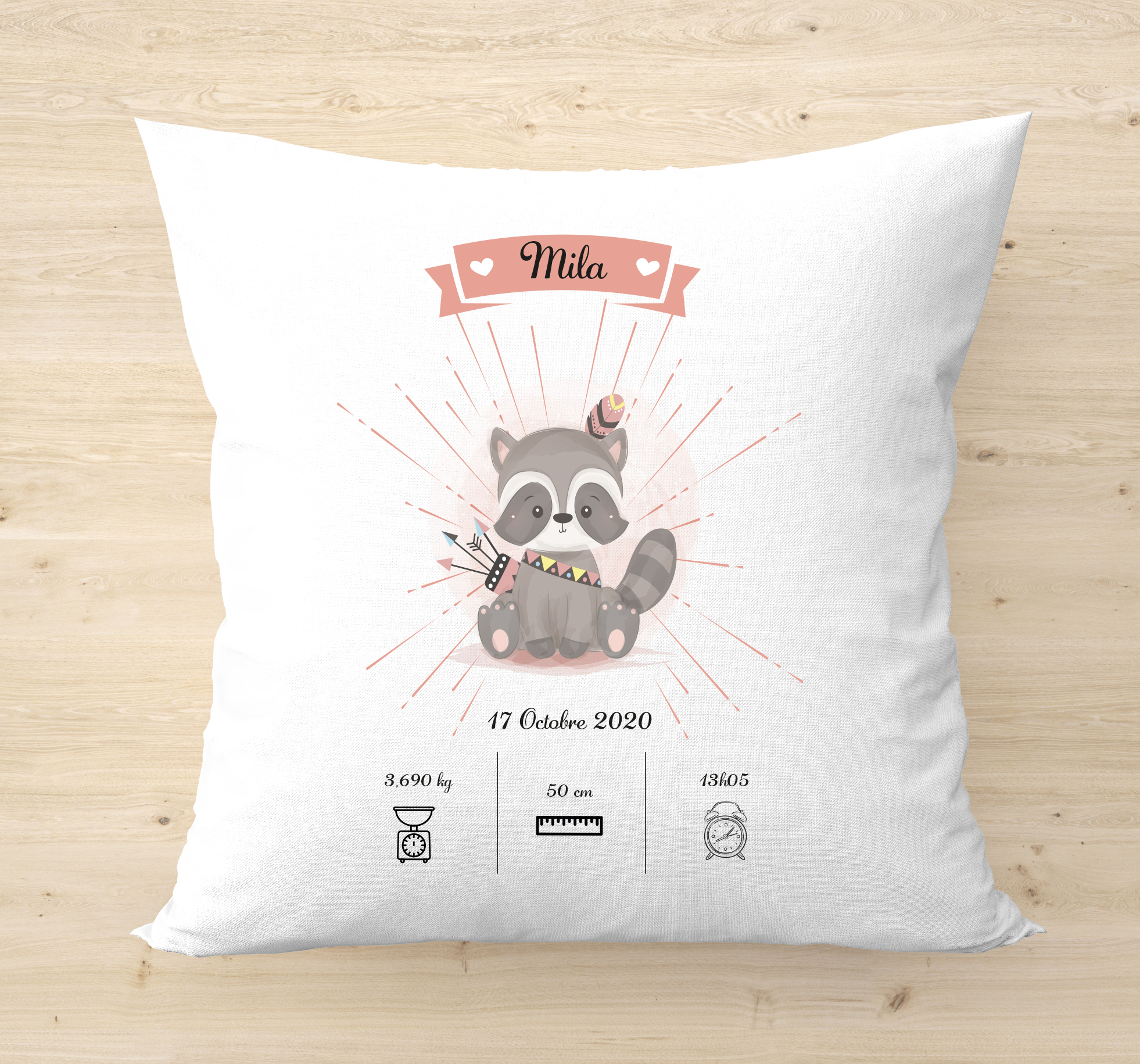 coussin naissance raton laveur girl site