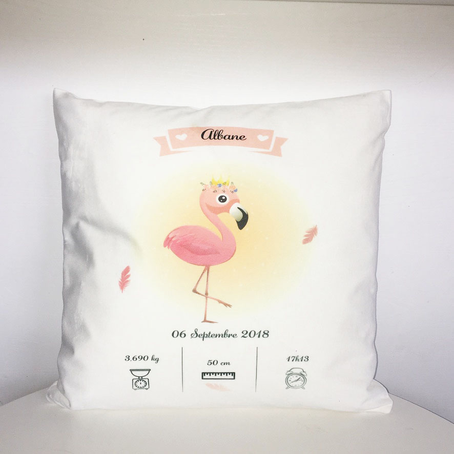 coussin flamant rose albane