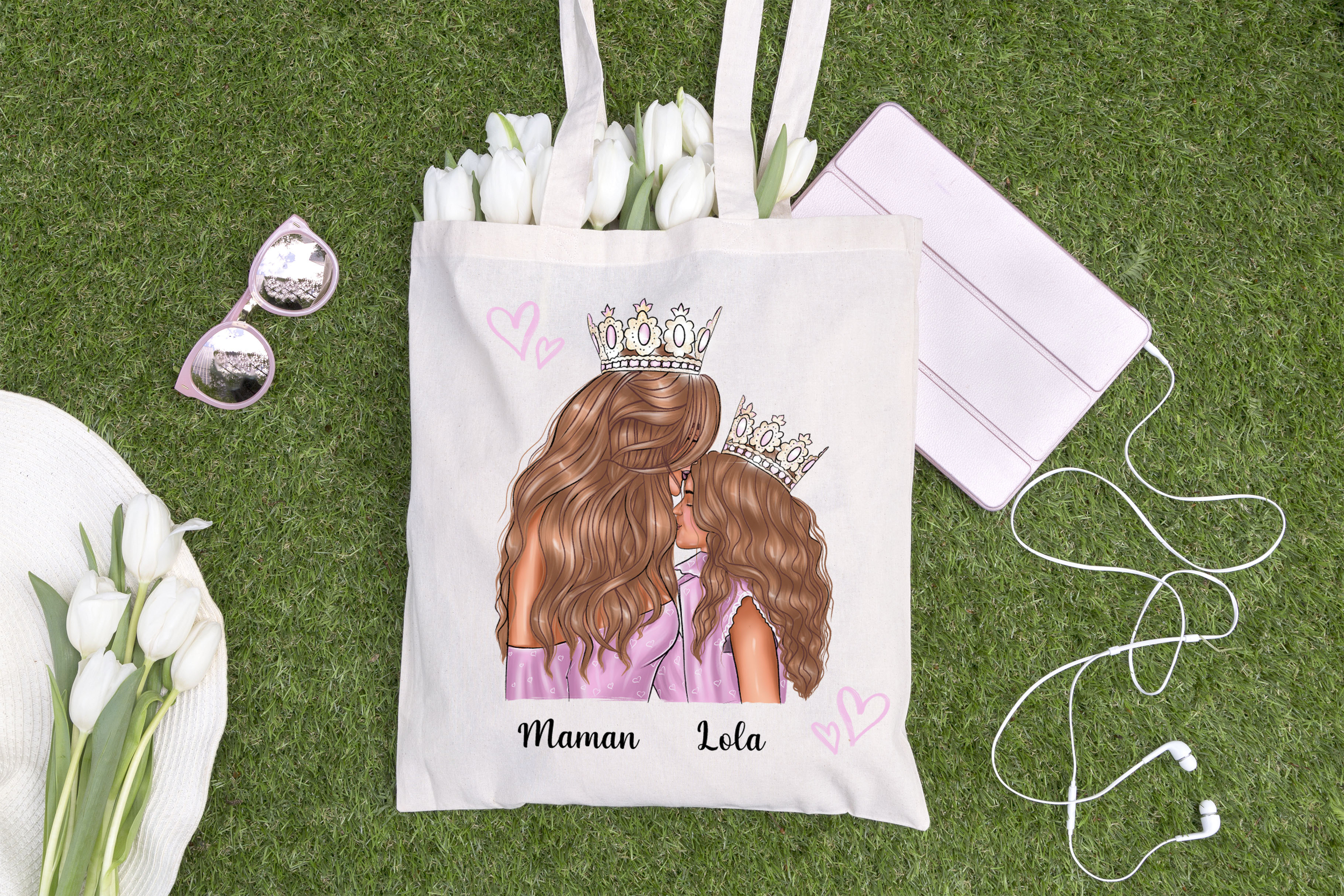 tote bag mere fille princesse blonde site
