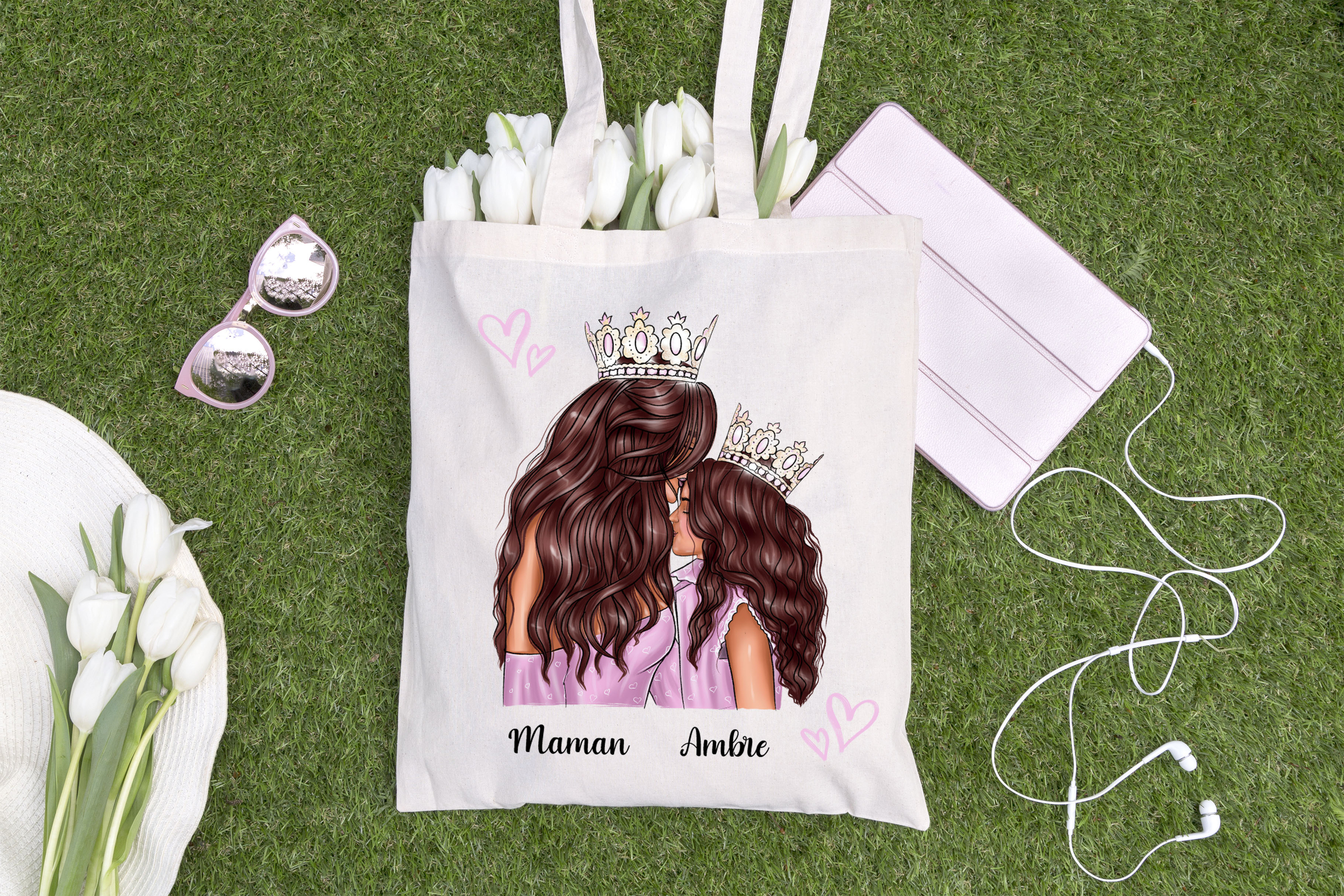 tote bag mere fille princesse chatain site