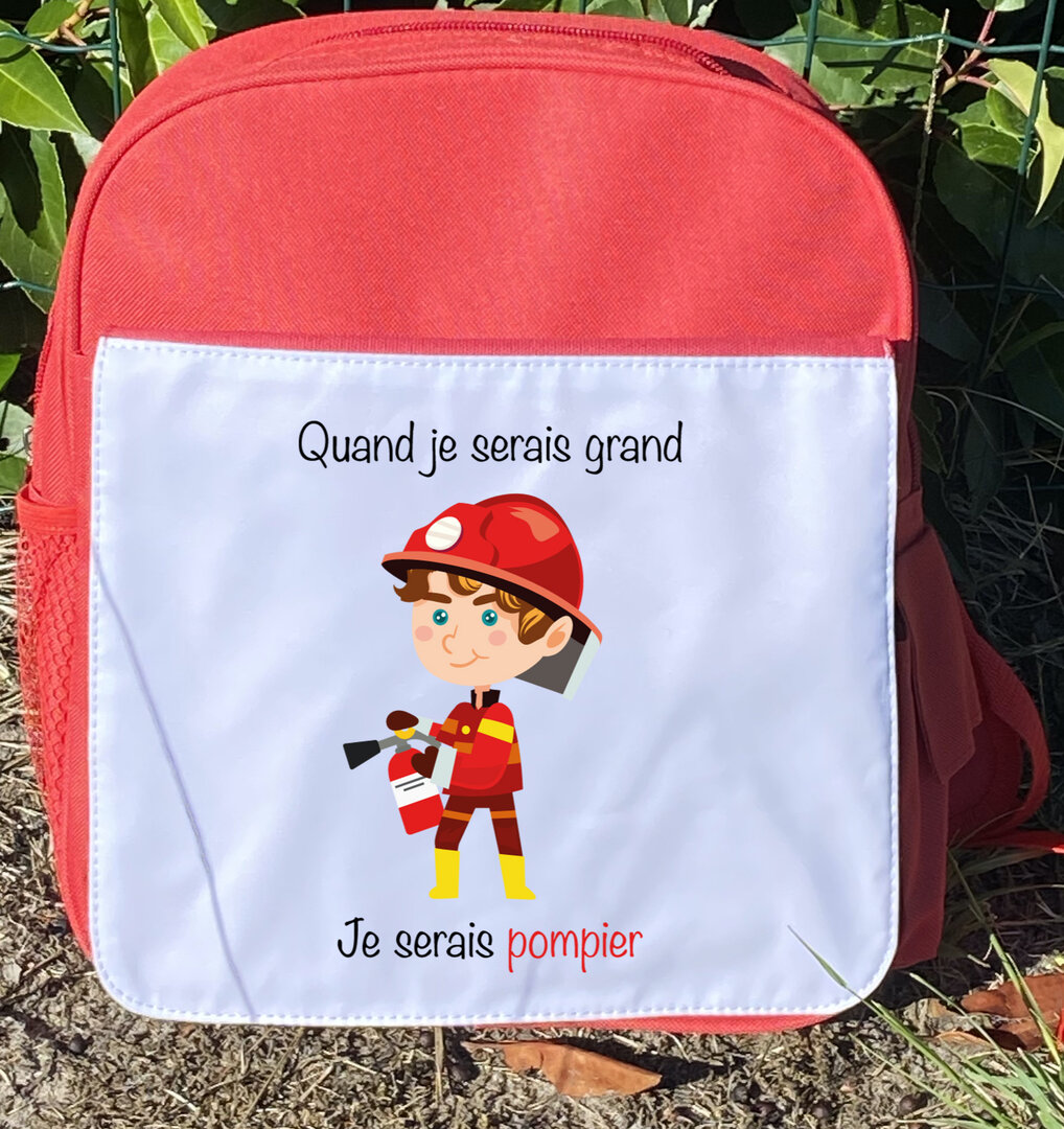 Sac Bandoulière Enfant Modèle Pompier - Personnalisable Avec Prénom - Noir Polyester - Neuf