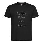tee shirt noir rugby potes et apéro gris clair site