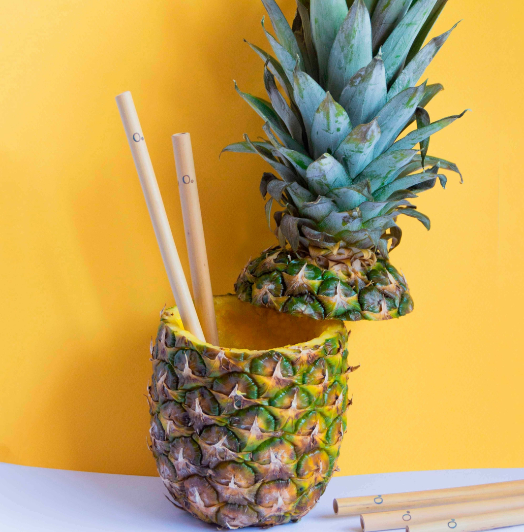 Paille Biodégradable,50 Pailles à Cocktail Ananas,Paille D'ananas