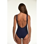 Maillot de bain 1 piece rayé bleu et blanc de dos