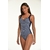 Maillot de bain 1 piece rayé bleu et blanc de face