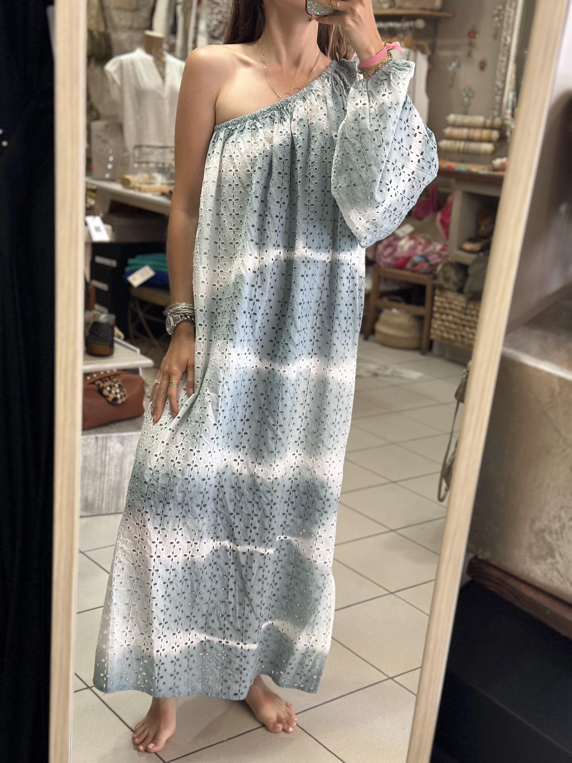 Robe asymétrique IBIZA - Céladon - Johanna Paris