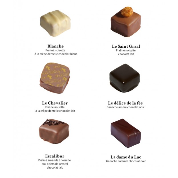 Les chevaliers d'argouges assortiment de chocolats noir,lait et blanc 175g