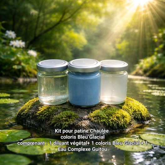 produits chaux pour faire une patine coloris bleu glacial
