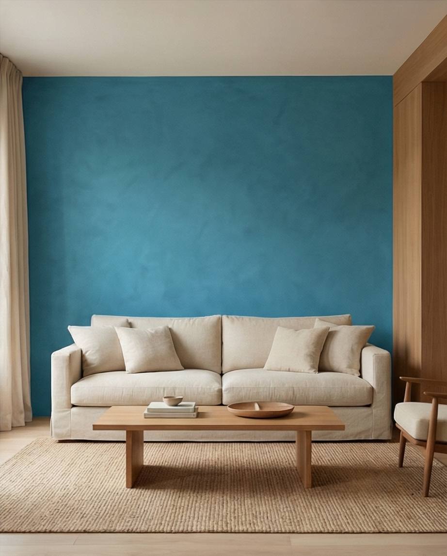 intérieur peint à la chaux naturelle bleu vert colvert